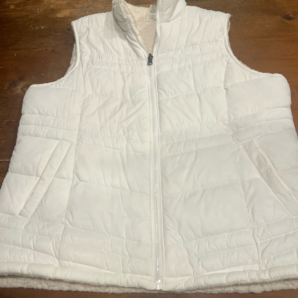 Women's White Quilted Vest